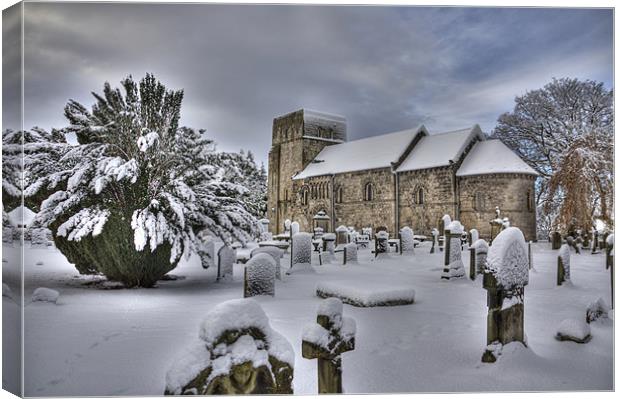 St Cuthberts in the snow Canvas Print by Tom Gomez