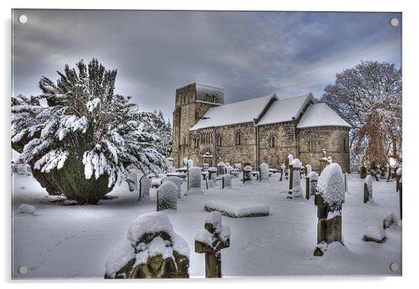 St Cuthberts in the snow Acrylic by Tom Gomez