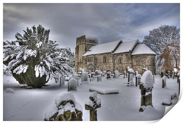 St Cuthberts in the snow Print by Tom Gomez