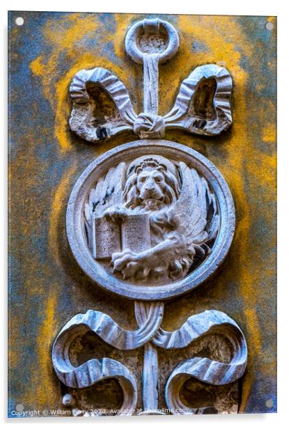 Winged Lion Venetian Symbol Saint Mark's Square Venice Italy Acrylic by William Perry