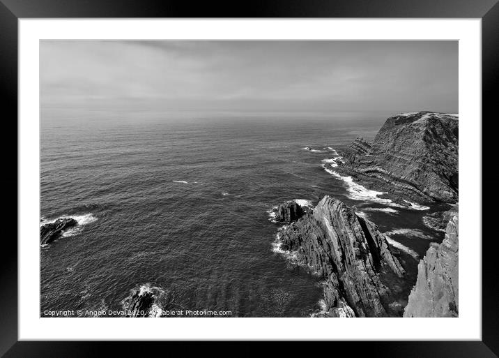 Cabo Sardao Coast in Monochrome Framed Mounted Print by Angelo DeVal