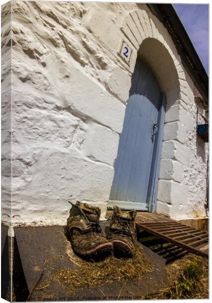 ''Dirty Boots Outside, Please!'' Canvas Print by Paddy Art