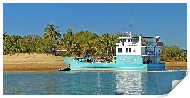Transporter Ferry delivering goods to a tropical i Print by Geoff Childs