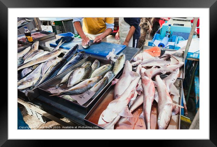 Raw fish on a market in Malta Framed Mounted Print by Frank Bach