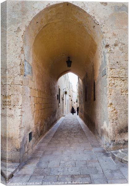 Archway, Mdina, Malta Canvas Print by Frank Bach