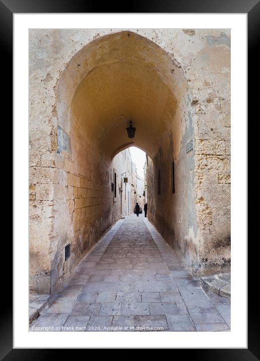 Archway, Mdina, Malta Framed Mounted Print by Frank Bach