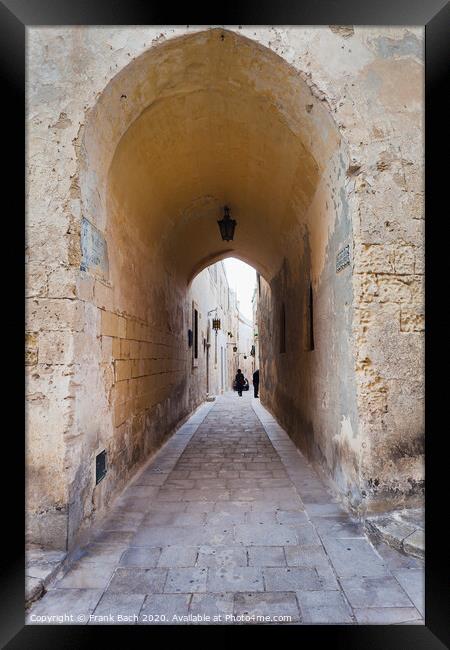 Archway, Mdina, Malta Framed Print by Frank Bach
