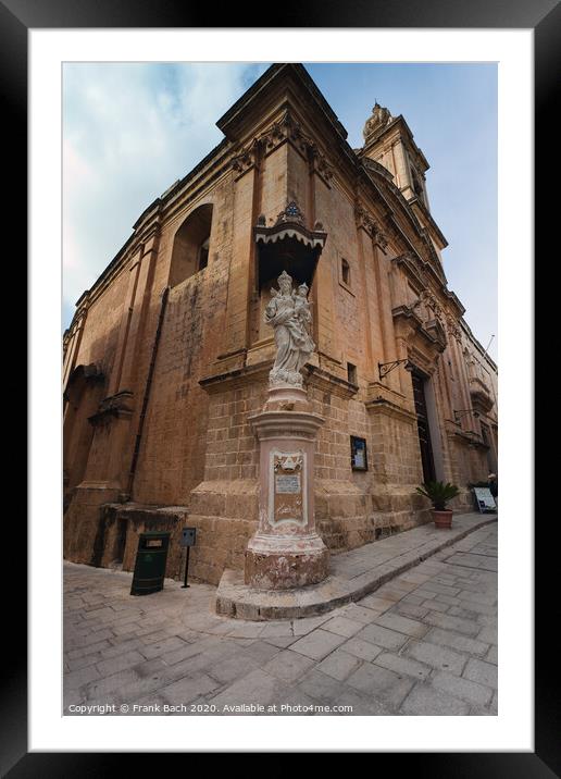 Mary and Jesus statue, Mdina, Malta Framed Mounted Print by Frank Bach