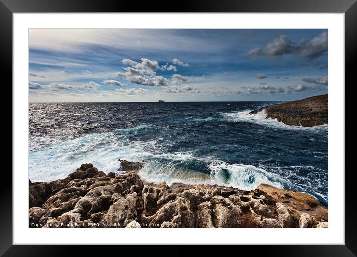 Ouside the Blue Grotto, Malta Framed Mounted Print by Frank Bach