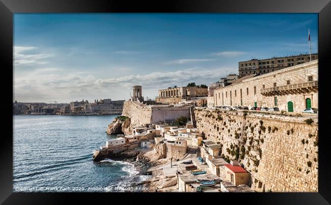 Harbor of Valetta with Bell Tower Memorial, Malta Framed Print by Frank Bach