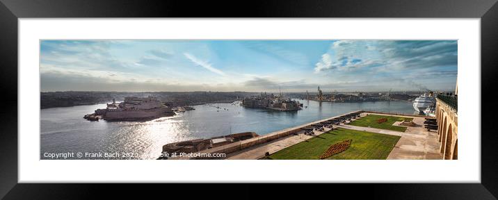 Panorama of Valletta harbour, Malta Framed Mounted Print by Frank Bach