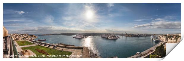 Panorama of Valletta harbour, Malta Print by Frank Bach