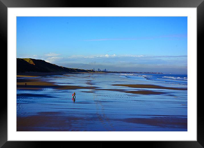 Strolling on the Beach Framed Mounted Print by Trevor Kersley RIP