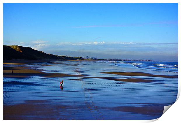 Strolling on the Beach Print by Trevor Kersley RIP