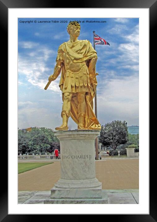 Charles II statue in Chelsea Framed Mounted Print by Laurence Tobin