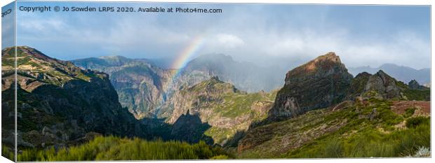  Rainbow at Pico Do Arieiro, Madeira Canvas Print by Jo Sowden