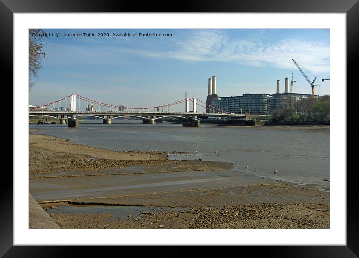 Chelsea Bridge and Battersea Power Station Framed Mounted Print by Laurence Tobin