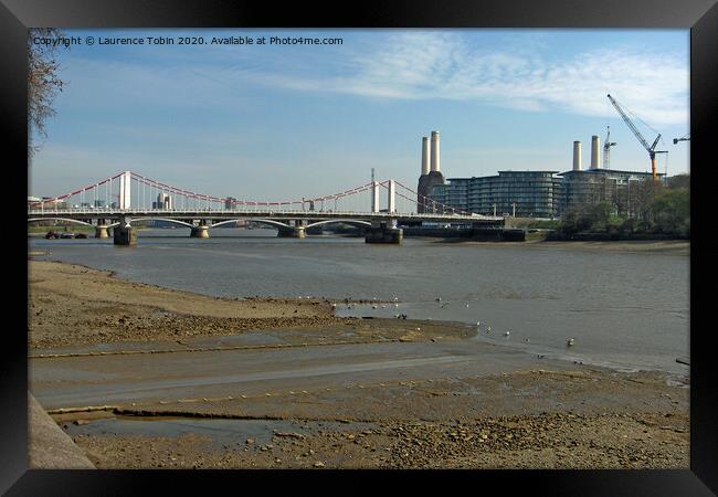 Chelsea Bridge and Battersea Power Station Framed Print by Laurence Tobin