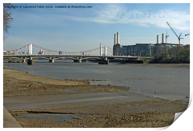 Chelsea Bridge and Battersea Power Station Print by Laurence Tobin
