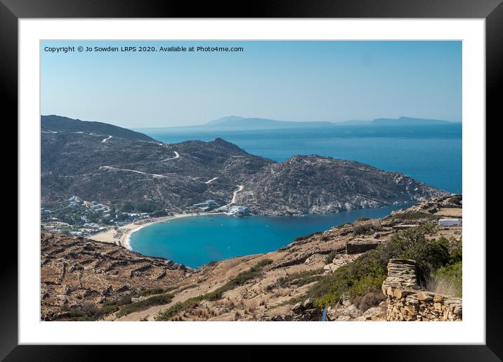 Ios coastal View, Greece Framed Mounted Print by Jo Sowden