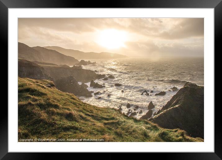 Morte Point on a Stormy November Day Framed Mounted Print by David Morton