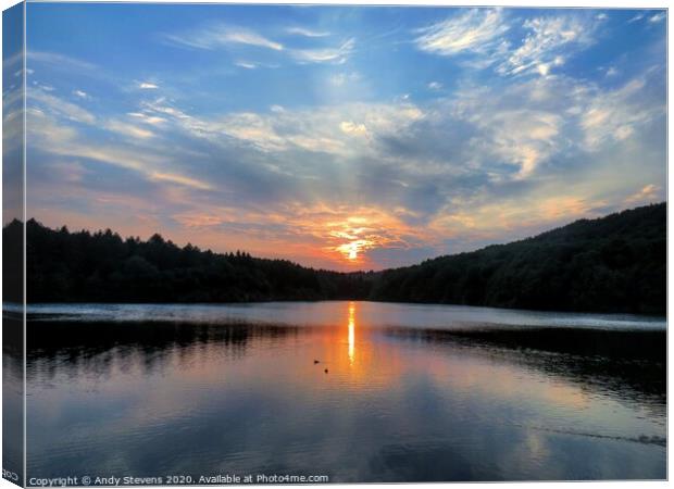 Linacre Reservoir Summer Sunset Canvas Print by AJS Photography