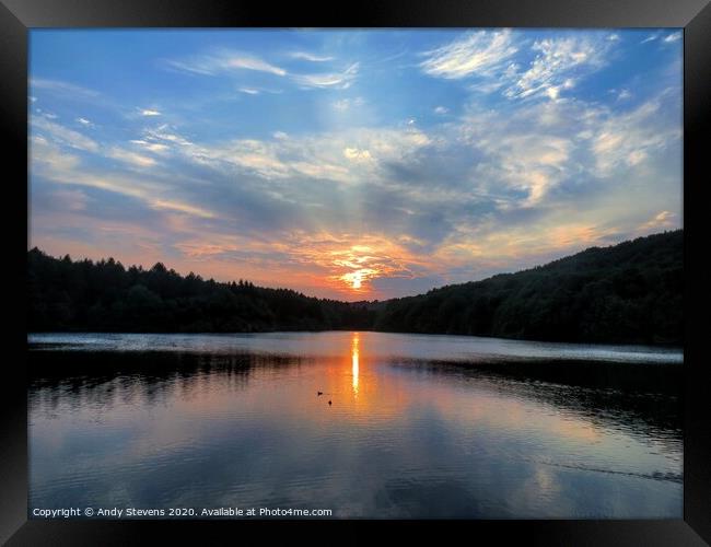 Linacre Reservoir Summer Sunset Framed Print by AJS Photography