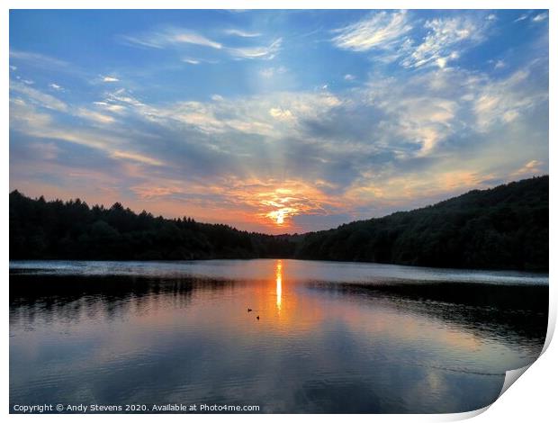Linacre Reservoir Summer Sunset Print by AJS Photography