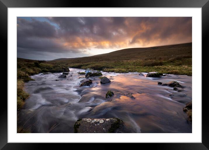 Sunset over the river Tawe Framed Mounted Print by Leighton Collins