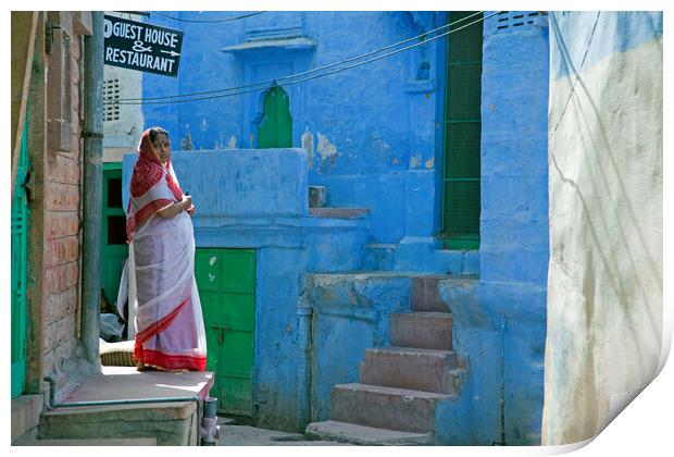 Blue House in Jodhpur, Rajasthan Print by Arterra 