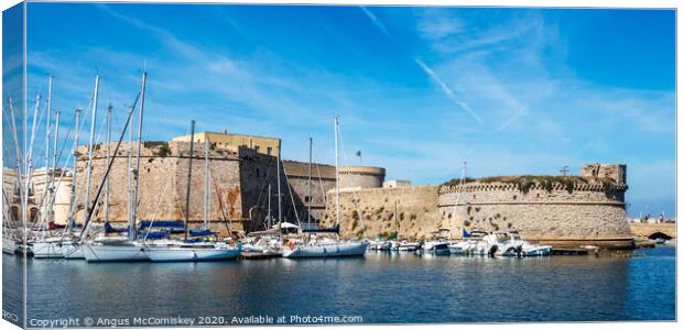 Gallipoli Castle in Puglia, Southern Italy Canvas Print by Angus McComiskey