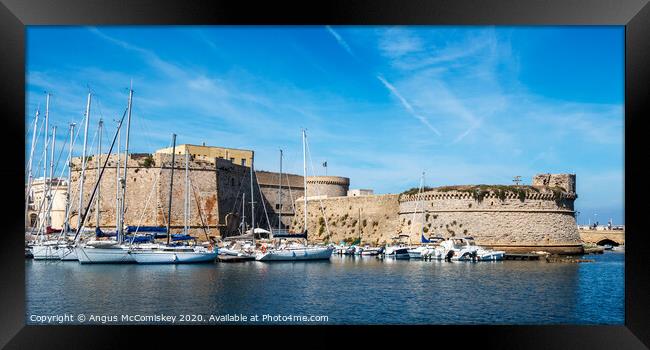 Gallipoli Castle in Puglia, Southern Italy Framed Print by Angus McComiskey