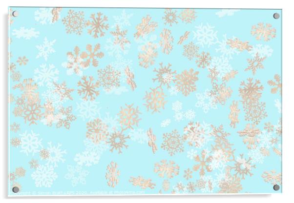 Falling snowflakes pattern on blue background Acrylic by Simon Bratt LRPS