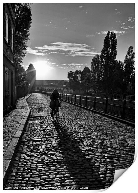  Cyclist strasbourg Print by Geoff Walker