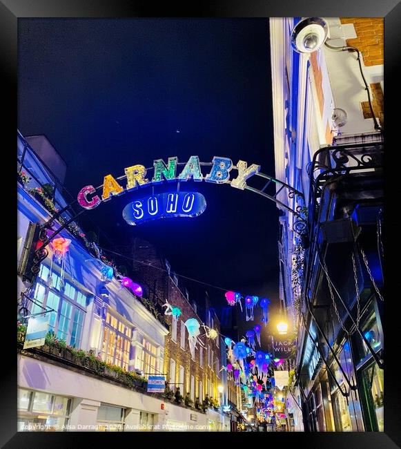 London Carnaby Street Christmas Lights Framed Print by Ailsa Darragh