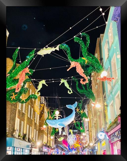 Carnaby Street, London Christmas Lights Framed Print by Ailsa Darragh