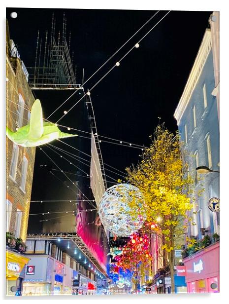 Carnaby Street Christmas Lights, London Acrylic by Ailsa Darragh