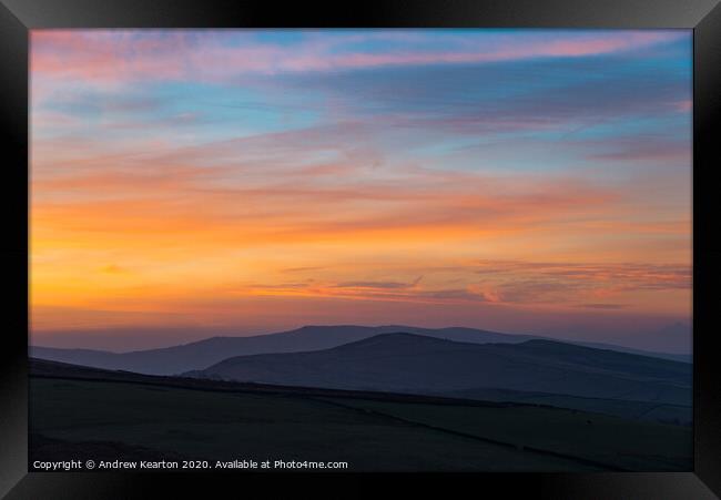 Beautiful dawn over the hills of the High Peak, De Framed Print by Andrew Kearton