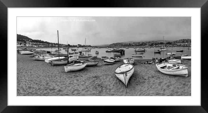 Teign River Beach 2, B&W Framed Mounted Print by Philip Brown