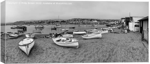Boats on Teign River Beach, Teignmouth, Devon - B& Canvas Print by Philip Brown