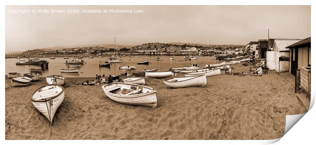 Boats on Teign River Beach, Teignmouth, Devon - Se Print by Philip Brown