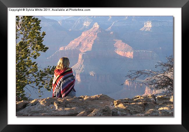 Enjoying a Sunset over the Grand Canyon Framed Print by Sylvia White