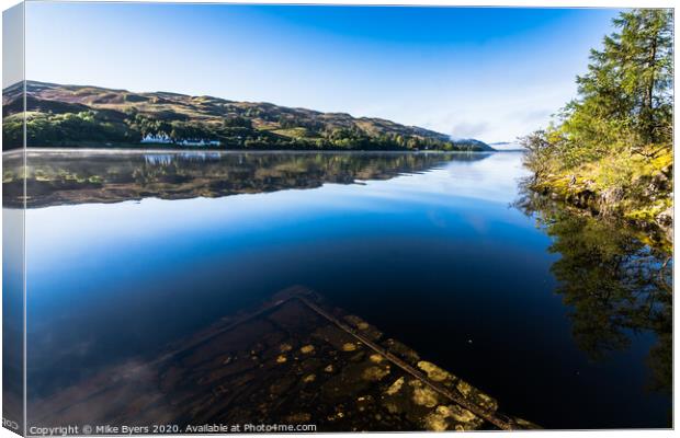 Serene Reflections: Captivating Loch Awe Landscape Canvas Print by Mike Byers