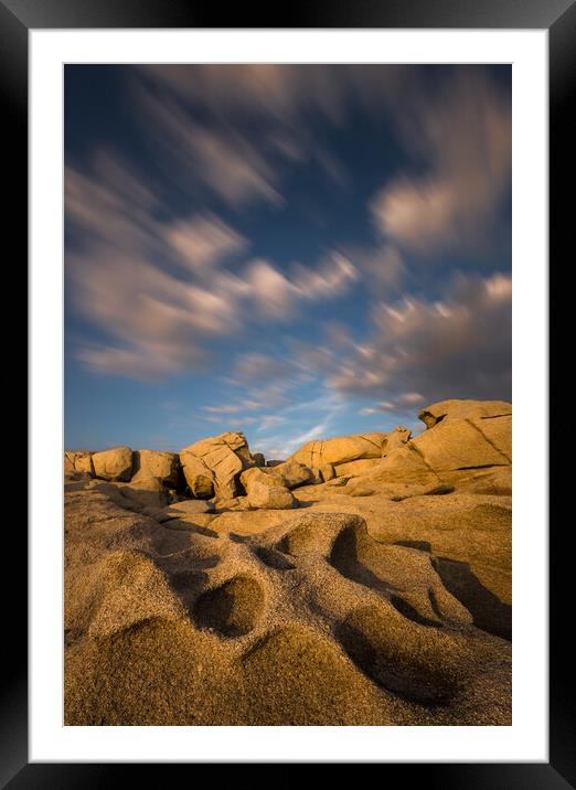 Long exposure clouds over the interesting shape rock Framed Mounted Print by Arpad Radoczy