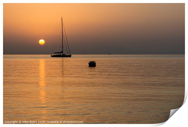 Serene Reflections at Mallorca Sunrise Print by Mike Byers