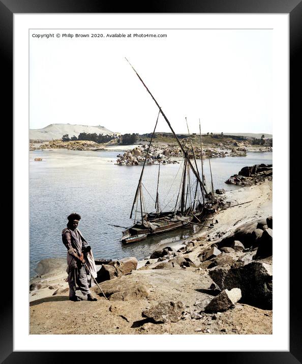 100 Year old Egyptian Photo, The Elephantine Island,, Colorized Framed Mounted Print by Philip Brown