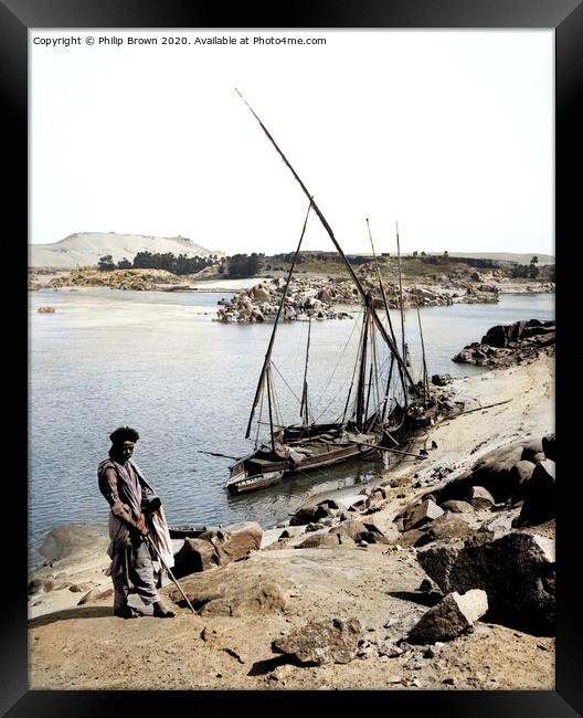 100 Year old Egyptian Photo, The Elephantine Island,, Colorized Framed Print by Philip Brown