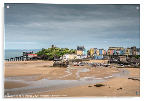 Tenby Harbour & North beach Acrylic by Chris Warren
