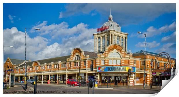 'Kursaal', Southend on Sea, Essex, UK. Grade II listed opened in 1901, the worlds first purpose built amusement park. Print by Peter Bolton