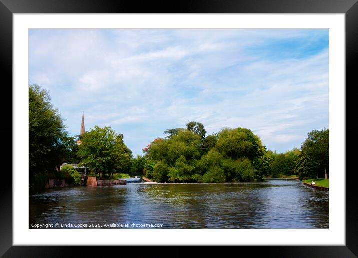 Lucy's Mill Weir, Stratford upon Avon Framed Mounted Print by Linda Cooke
